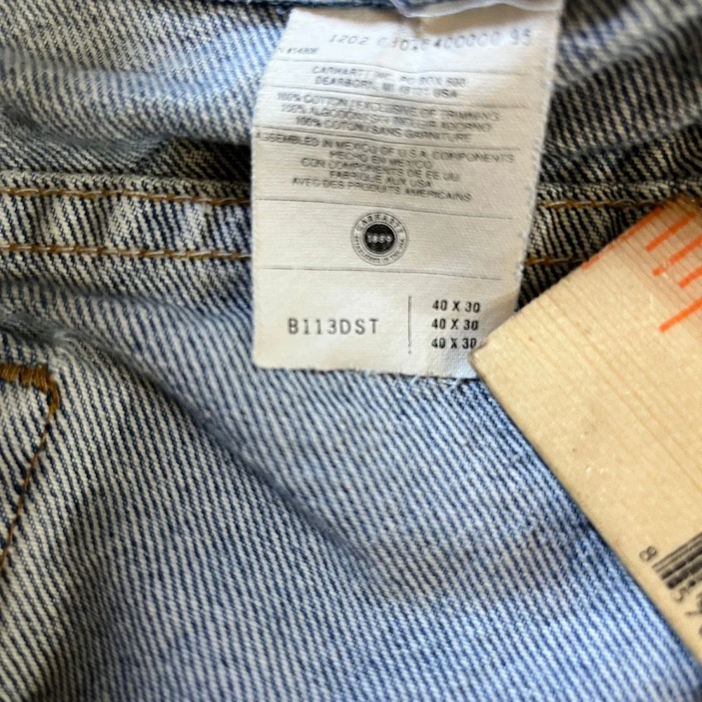 Carhartt Relaxed Fit Straight Denim Blue Jeans Work Men's Size 40x30 B113-DST